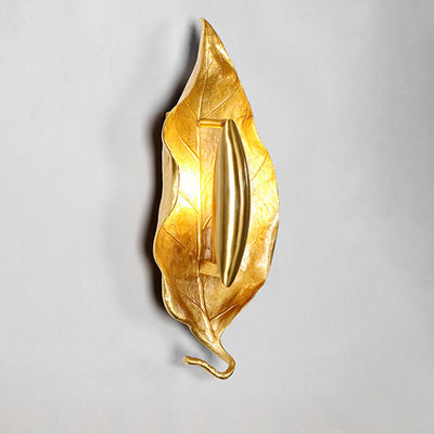 Zeitgenössische Luxus-Wandleuchte mit Blättermotiv aus Vollkupfer und 1 Licht für das Esszimmer 