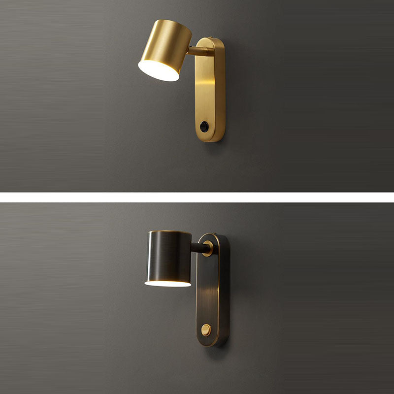 Lámpara Aplique de Pared LED de Cilindro de Cobre Completo de Lujo Contemporáneo para Sala de Estar 