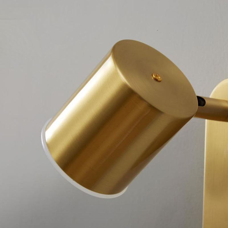 Lámpara Aplique de Pared LED de Cilindro de Cobre Completo de Lujo Contemporáneo para Sala de Estar 