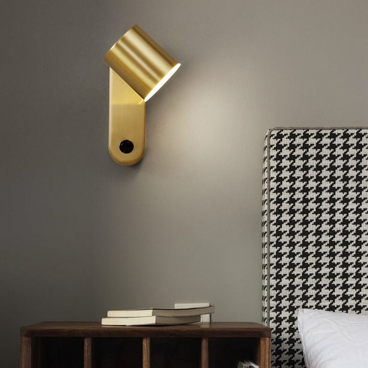 Lámpara Aplique de Pared LED de Cilindro de Cobre Completo de Lujo Contemporáneo para Sala de Estar 