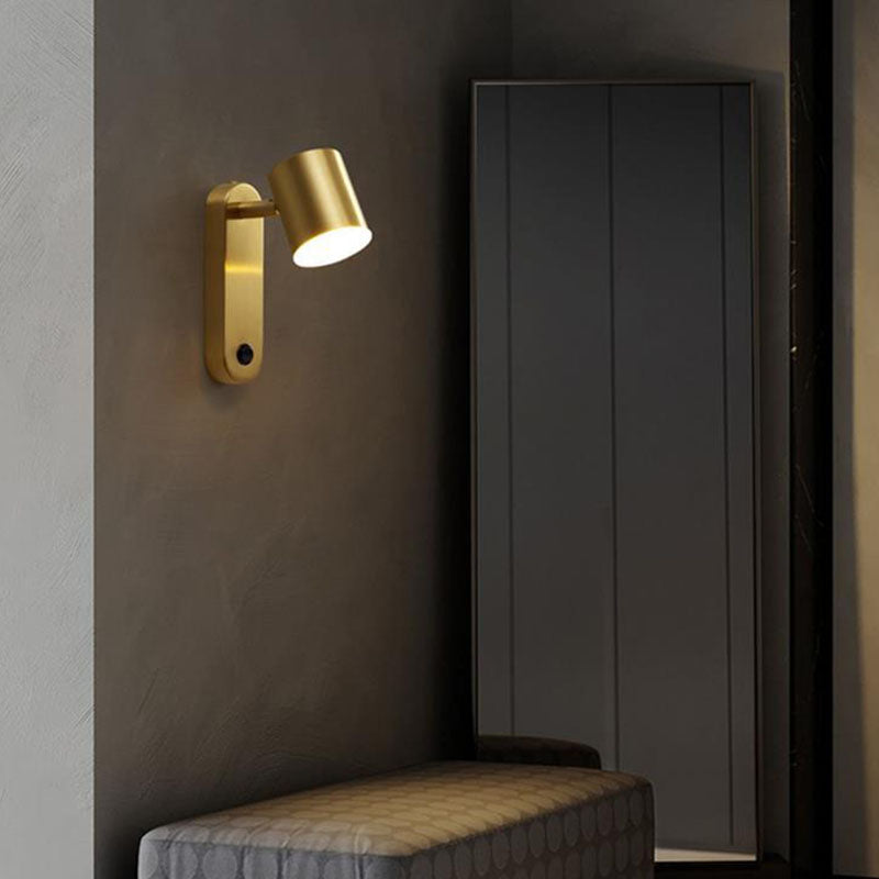 Lámpara Aplique de Pared LED de Cilindro de Cobre Completo de Lujo Contemporáneo para Sala de Estar 
