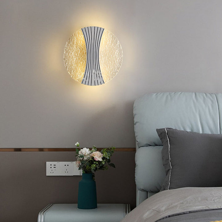 مصباح حائط LED مع ظل أكريليك مربع هندسي بنمط تموج الماء الفاخر المعاصر لغرفة المعيشة 