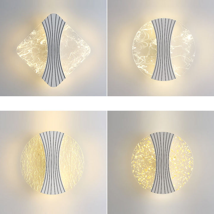 مصباح حائط LED مع ظل أكريليك مربع هندسي بنمط تموج الماء الفاخر المعاصر لغرفة المعيشة 