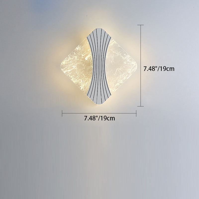 مصباح حائط LED مع ظل أكريليك مربع هندسي بنمط تموج الماء الفاخر المعاصر لغرفة المعيشة 