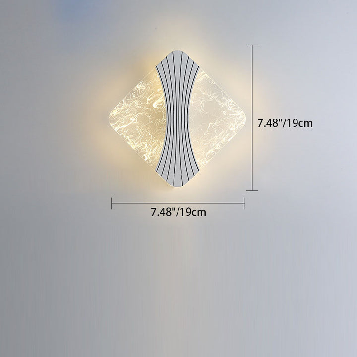 مصباح حائط LED مع ظل أكريليك مربع هندسي بنمط تموج الماء الفاخر المعاصر لغرفة المعيشة 