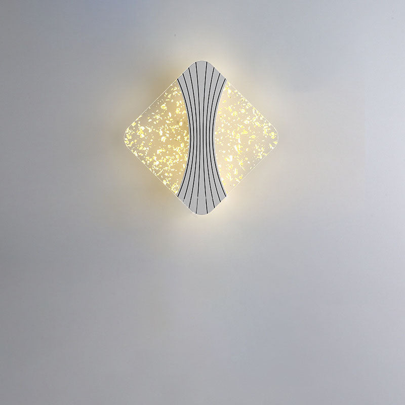 مصباح حائط LED مع ظل أكريليك مربع هندسي بنمط تموج الماء الفاخر المعاصر لغرفة المعيشة 