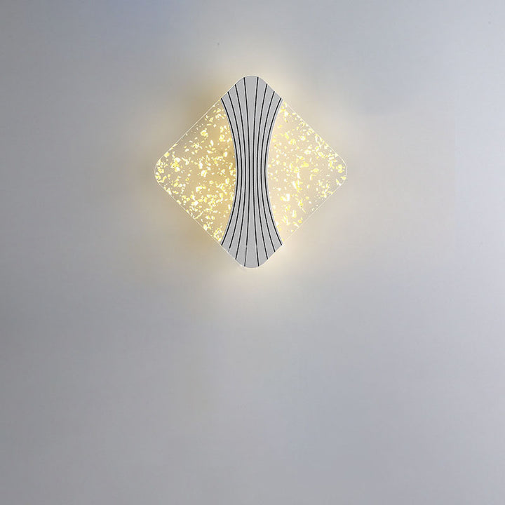 مصباح حائط LED مع ظل أكريليك مربع هندسي بنمط تموج الماء الفاخر المعاصر لغرفة المعيشة 