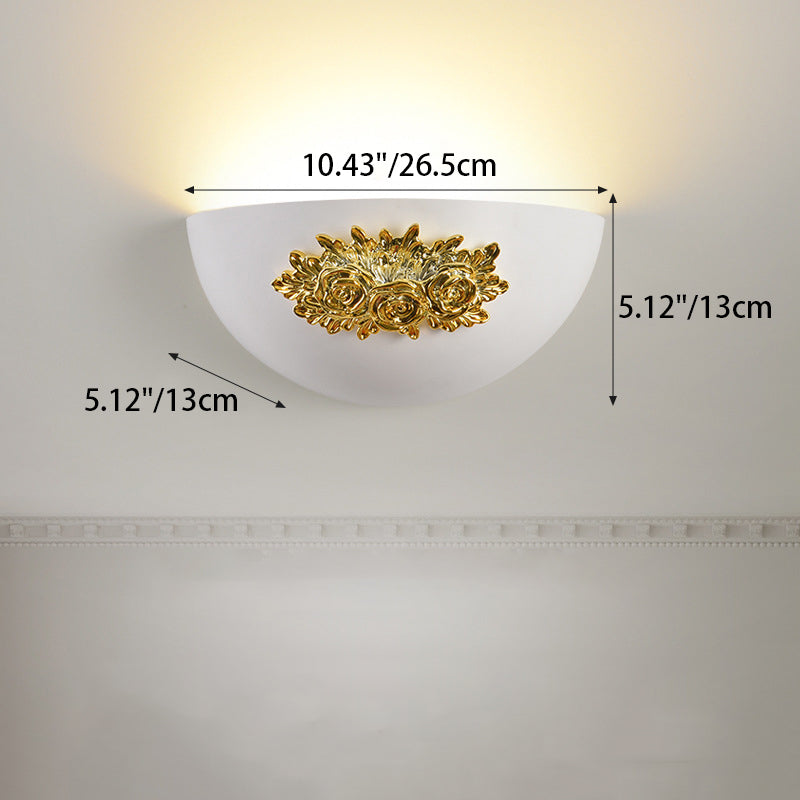 Applique murale 1 lumière avec matériel en résine sculptée en demi-cercle traditionnel français pour chambre 