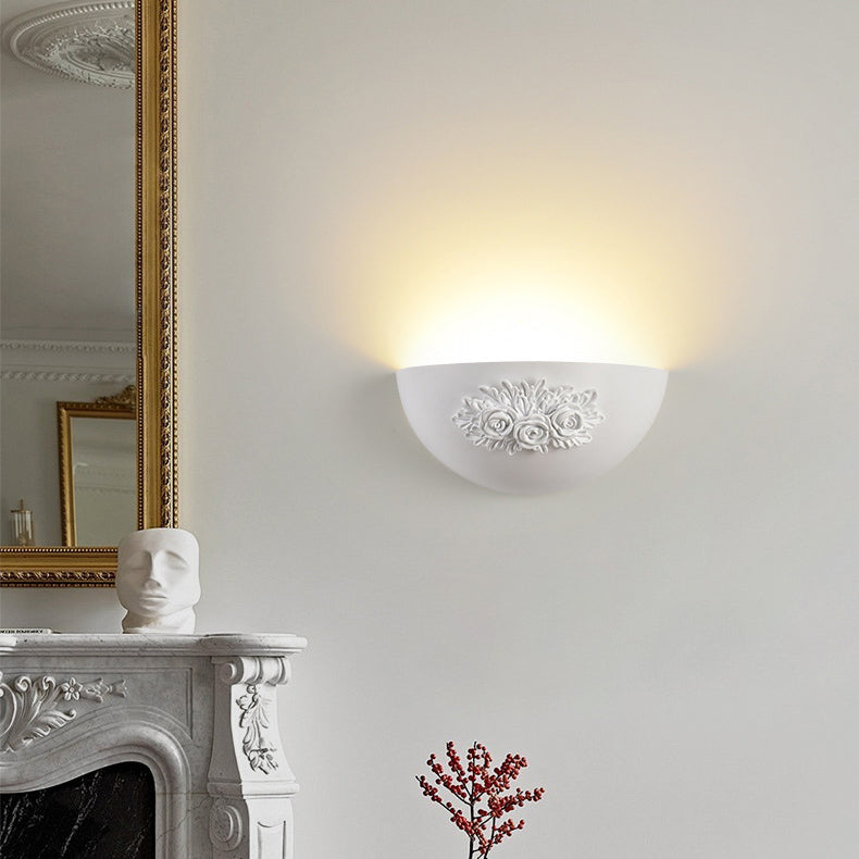 Applique murale 1 lumière avec matériel en résine sculptée en demi-cercle traditionnel français pour chambre 