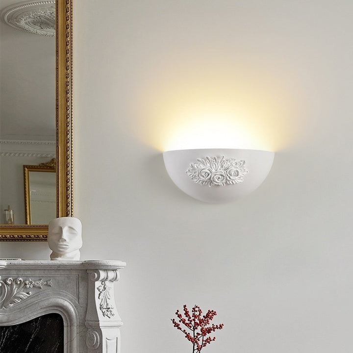 Applique murale 1 lumière avec matériel en résine sculptée en demi-cercle traditionnel français pour chambre 