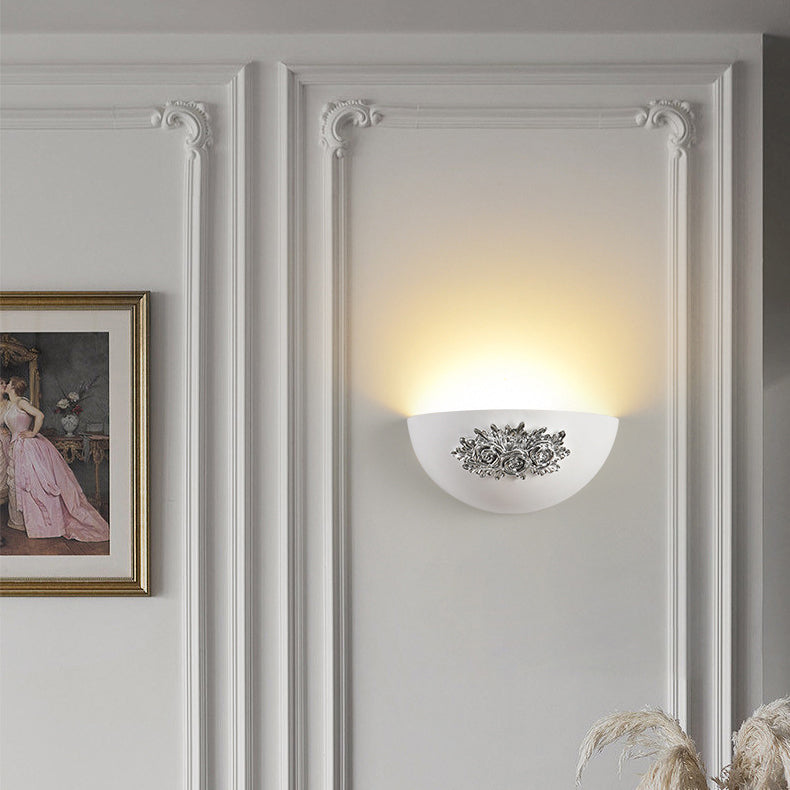 Applique murale 1 lumière avec matériel en résine sculptée en demi-cercle traditionnel français pour chambre 