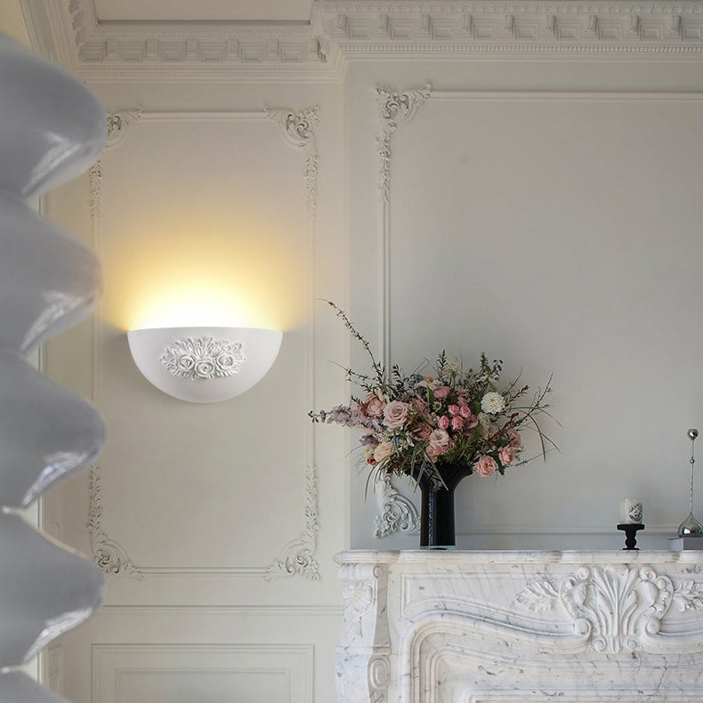 Applique murale 1 lumière avec matériel en résine sculptée en demi-cercle traditionnel français pour chambre 