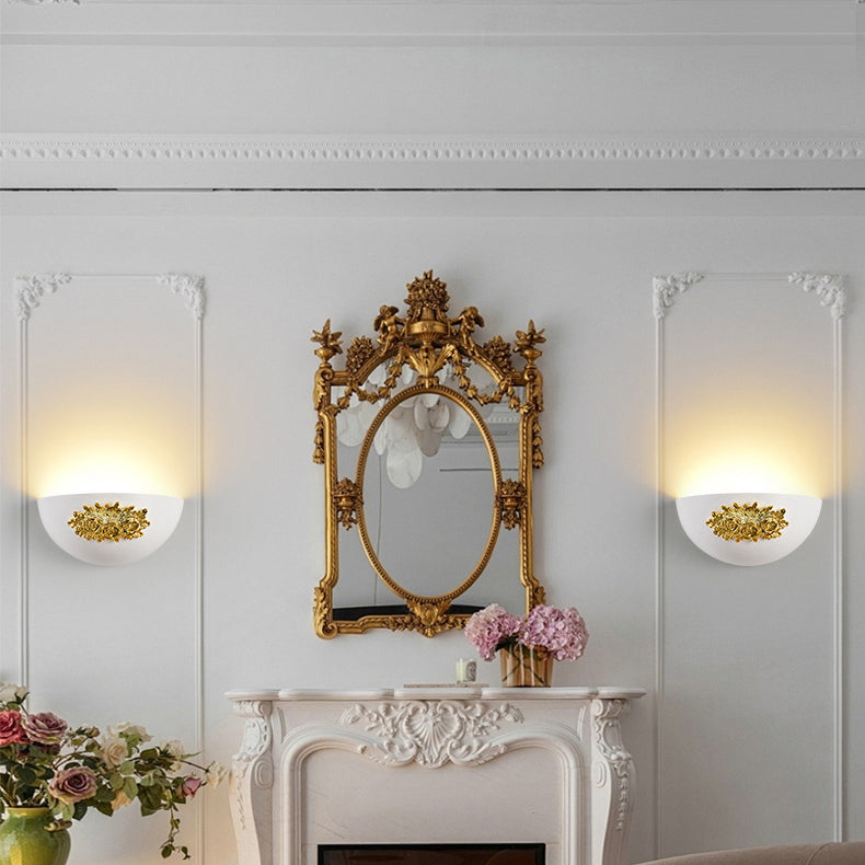 Applique murale 1 lumière avec matériel en résine sculptée en demi-cercle traditionnel français pour chambre 