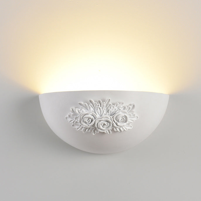 Applique murale 1 lumière avec matériel en résine sculptée en demi-cercle traditionnel français pour chambre 