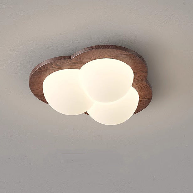 現代北欧ゴムウッドPEスター泡シェードLEDフラッシュマウント天井ライト寝室用 