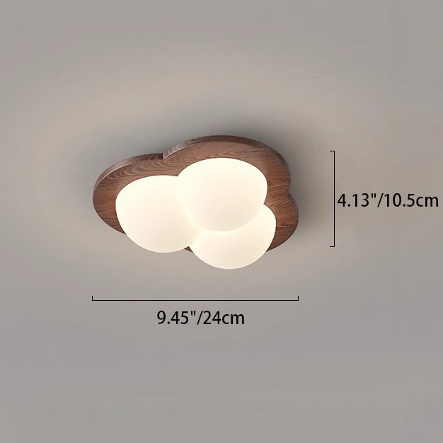 Luz de techo LED empotrada con pantalla de burbuja estrella de PE de madera de caucho nórdica contemporánea para dormitorio 
