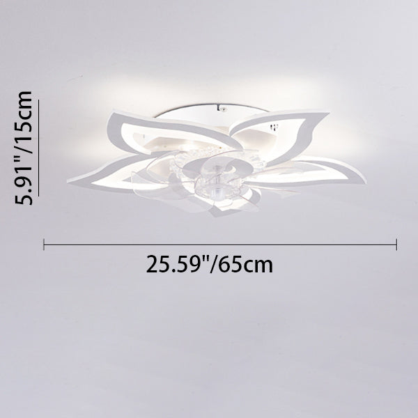 Contemporary Creative Aluminum Acrylic ABS Fan LED Flush Mount Ceiling Fan Light For Bedroom