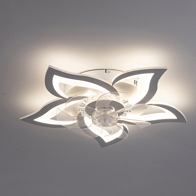 Contemporary Creative Aluminum Acrylic ABS Fan LED Flush Mount Ceiling Fan Light For Bedroom