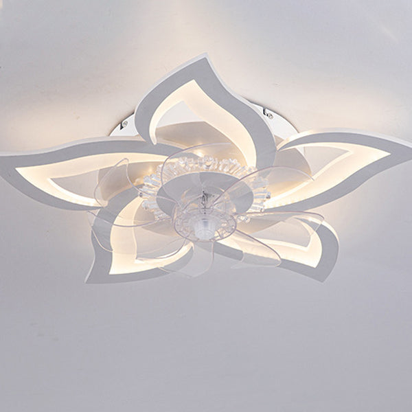 Contemporary Creative Aluminum Acrylic ABS Fan LED Flush Mount Ceiling Fan Light For Bedroom