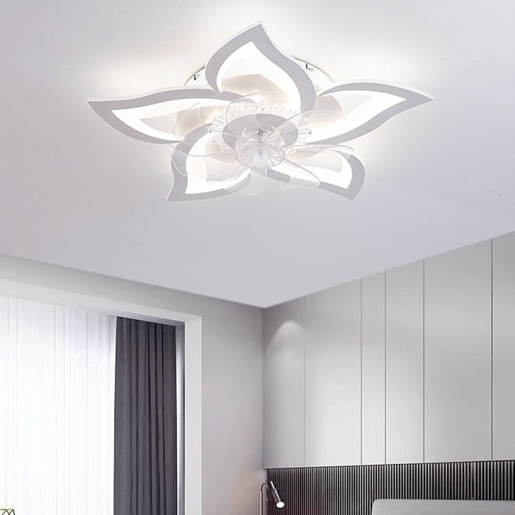 Contemporary Creative Aluminum Acrylic ABS Fan LED Flush Mount Ceiling Fan Light For Bedroom