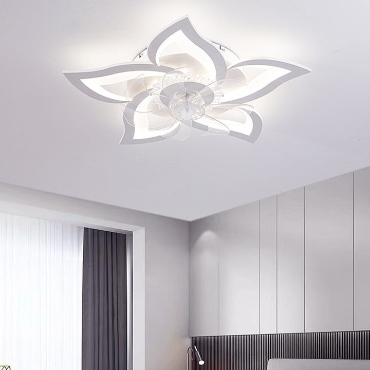 Contemporary Creative Aluminum Acrylic ABS Fan LED Flush Mount Ceiling Fan Light For Bedroom