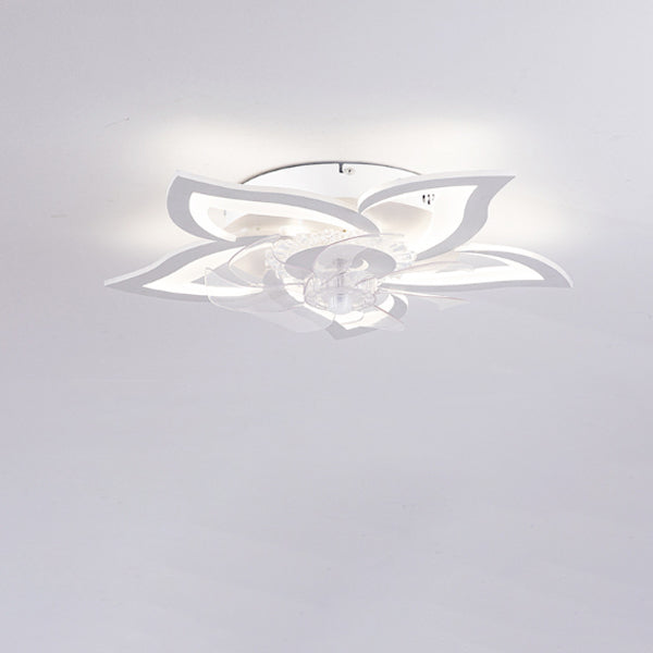 Contemporary Creative Aluminum Acrylic ABS Fan LED Flush Mount Ceiling Fan Light For Bedroom