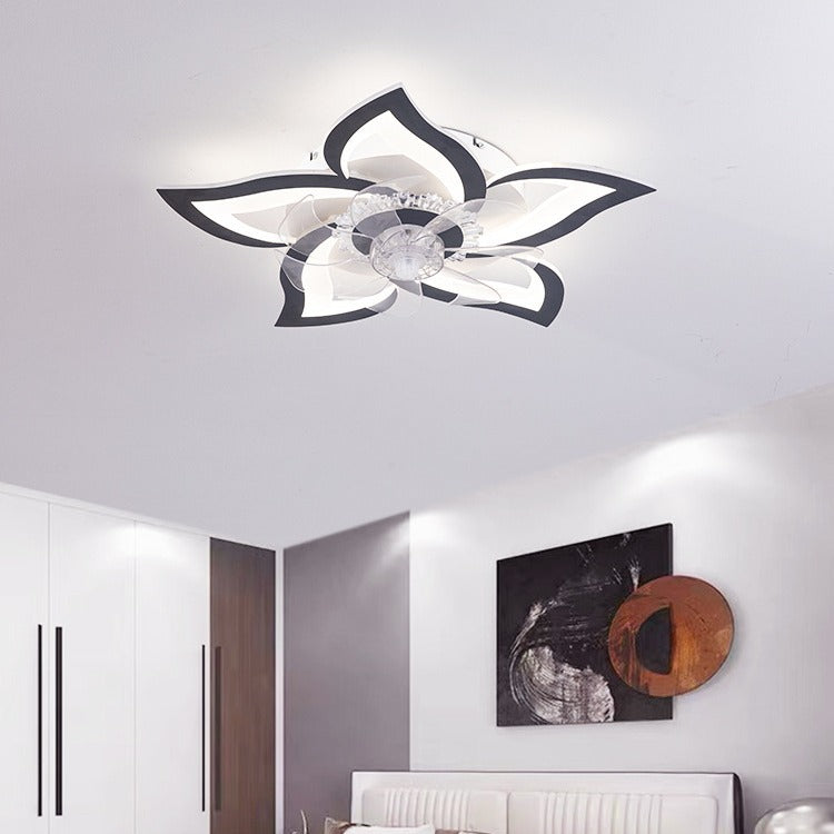 Contemporary Creative Aluminum Acrylic ABS Fan LED Flush Mount Ceiling Fan Light For Bedroom