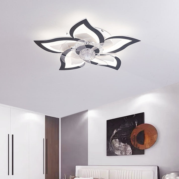 Contemporary Creative Aluminum Acrylic ABS Fan LED Flush Mount Ceiling Fan Light For Bedroom