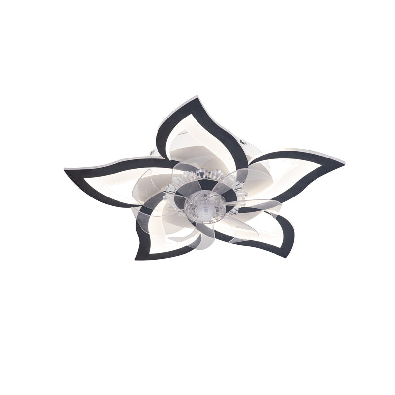 Contemporary Creative Aluminum Acrylic ABS Fan LED Flush Mount Ceiling Fan Light For Bedroom