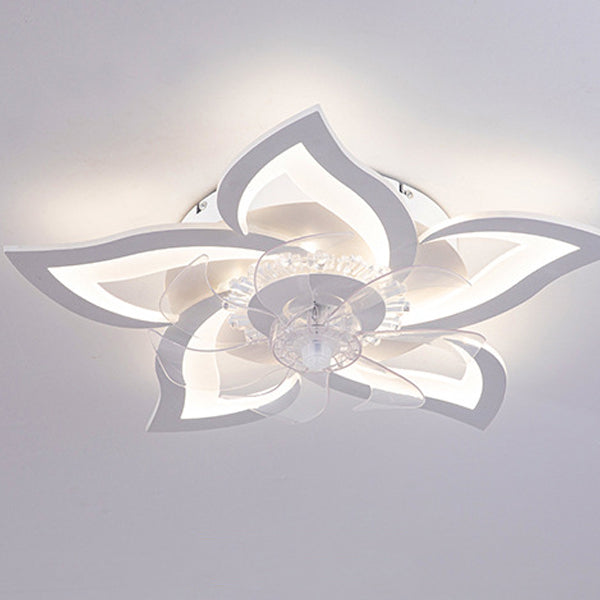 Contemporary Creative Aluminum Acrylic ABS Fan LED Flush Mount Ceiling Fan Light For Bedroom