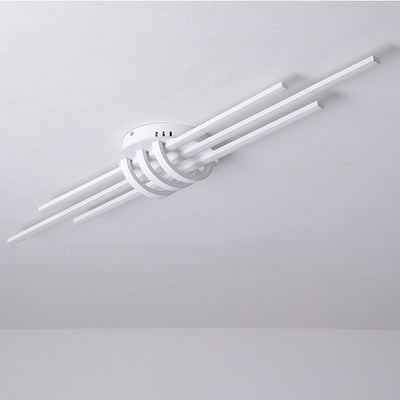 Plafonnier LED contemporain en aluminium avec abat-jour en PVC en bande longue pour chambre à coucher 