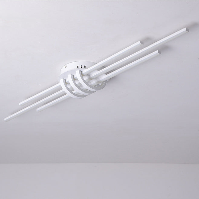 Plafonnier LED contemporain en aluminium avec abat-jour en PVC en bande longue pour chambre à coucher 