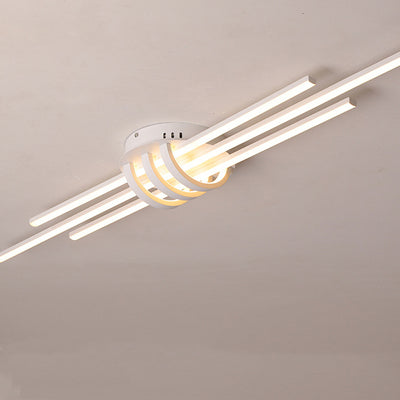 Plafonnier LED contemporain en aluminium avec abat-jour en PVC en bande longue pour chambre à coucher 