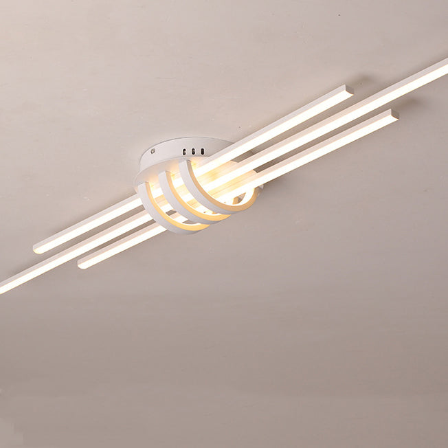 Plafonnier LED contemporain en aluminium avec abat-jour en PVC en bande longue pour chambre à coucher 