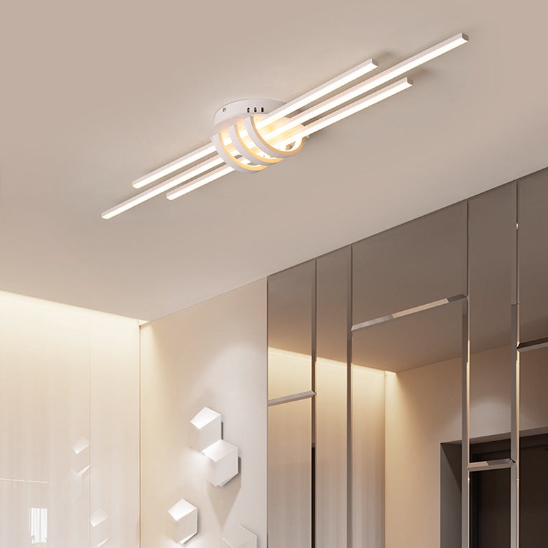 Luz de techo LED montada al ras con pantalla de PVC en tira larga de aluminio de simplicidad contemporánea para dormitorio 