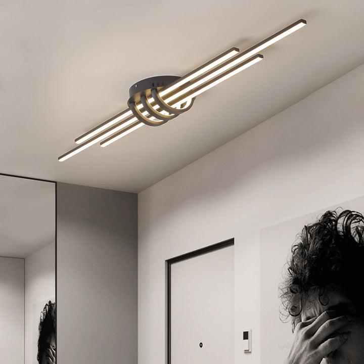 Luz de techo LED montada al ras con pantalla de PVC en tira larga de aluminio de simplicidad contemporánea para dormitorio 
