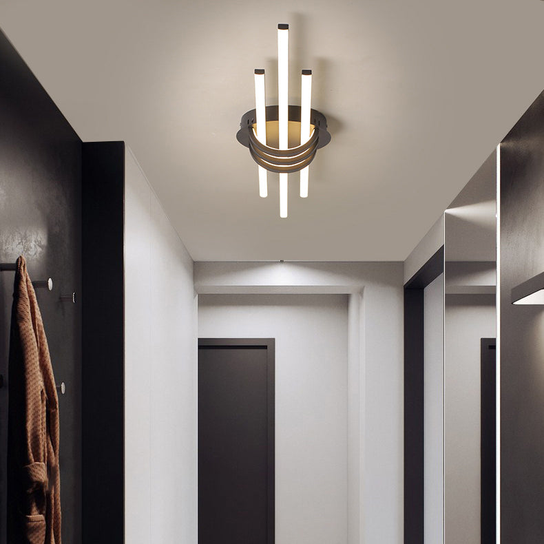 Plafonnier LED contemporain en aluminium avec abat-jour en PVC en bande longue pour chambre à coucher 