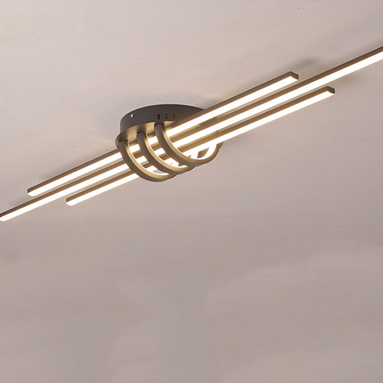 Plafonnier LED contemporain en aluminium avec abat-jour en PVC en bande longue pour chambre à coucher 