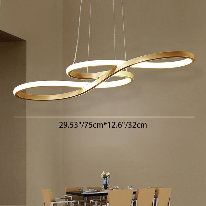 Moderne minimalistische spiralförmige Aluminiumstreifen-Acryl-LED-Pendelleuchte Insellicht für Wohnzimmer 