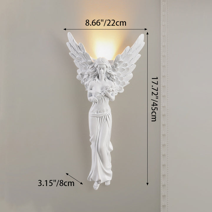 Aplique de pared LED de diseño de ángel de resina tradicional francesa para sala de estar 