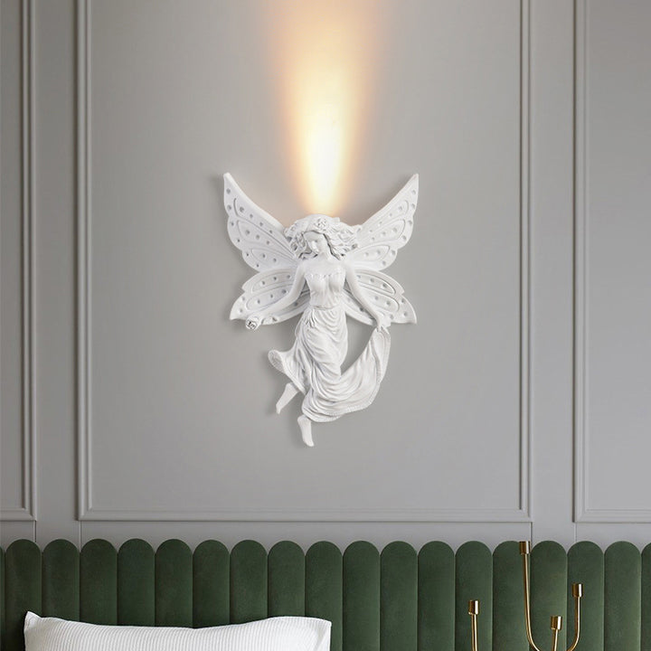 Aplique de pared LED de diseño de ángel de resina tradicional francesa para sala de estar 