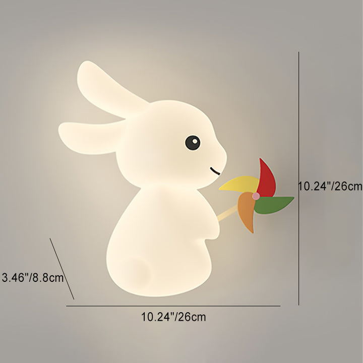 Zeitgenössische kreative Tierkaninchen-Karotten-PE-Eisen-LED-Wandleuchte für das Wohnzimmer 