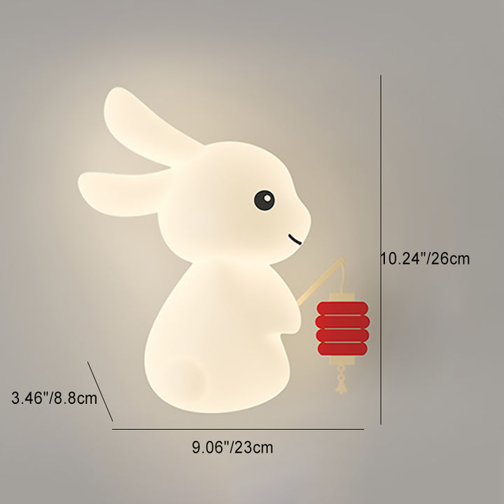 Zeitgenössische kreative Tierkaninchen-Karotten-PE-Eisen-LED-Wandleuchte für das Wohnzimmer 