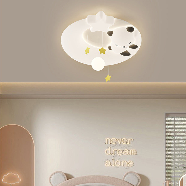 Zeitgenössische kreative Tier-Panda PE Schirm Hardware LED Deckenleuchte für Schlafzimmer 