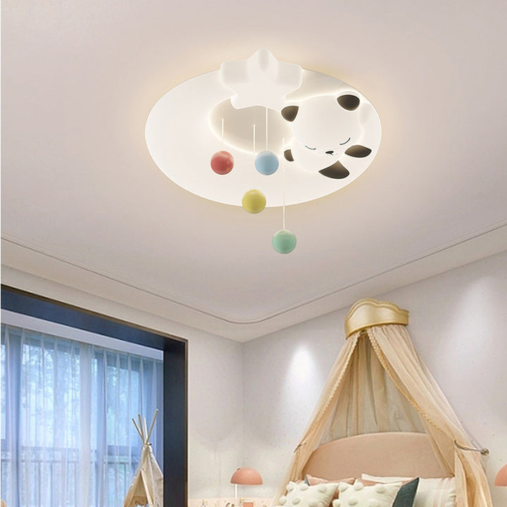 Zeitgenössische kreative Tier-Panda PE Schirm Hardware LED Deckenleuchte für Schlafzimmer 