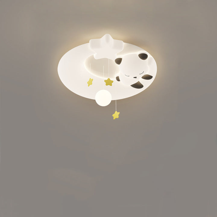 Zeitgenössische kreative Tier-Panda PE Schirm Hardware LED Deckenleuchte für Schlafzimmer 