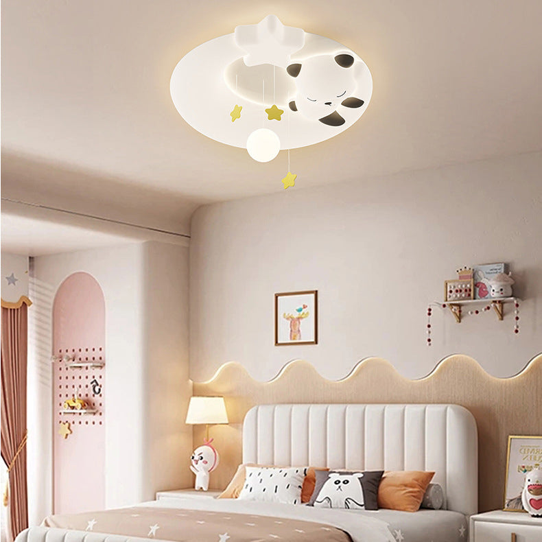 Zeitgenössische kreative Tier-Panda PE Schirm Hardware LED Deckenleuchte für Schlafzimmer 