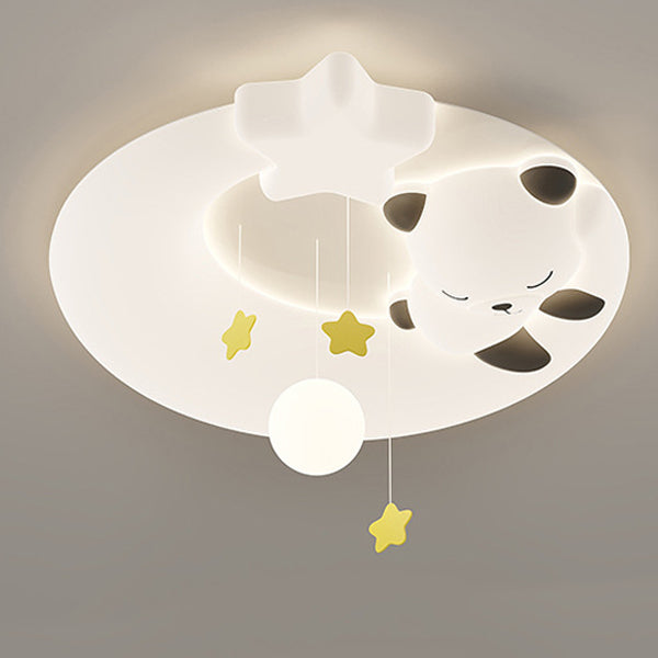 Zeitgenössische kreative Tier-Panda PE Schirm Hardware LED Deckenleuchte für Schlafzimmer 