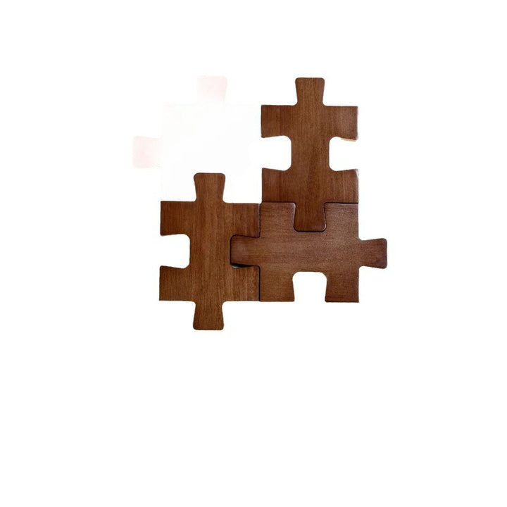 Traditionelle japanische Wandleuchte aus massivem Holz mit Acrylblock-Puzzle und LED für das Wohnzimmer 