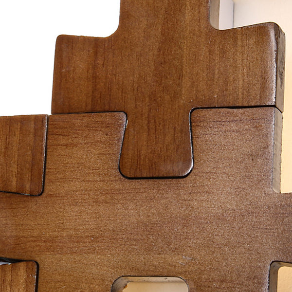 Traditionelle japanische Wandleuchte aus massivem Holz mit Acrylblock-Puzzle und LED für das Wohnzimmer 